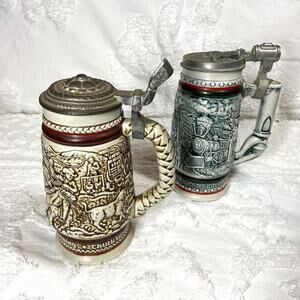 VINTAGE AVON Collector's Stein Mugs Handcrafted in Brazil Lot of 2 1980 and 1982